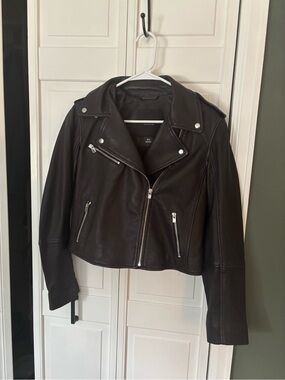 Classic Black Leather Moto Jacket - 100% lamb leather shell